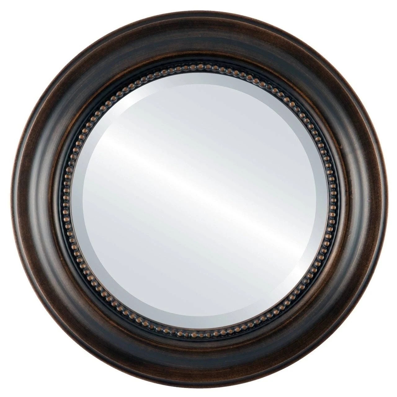 Heritage Framed Round Mirror in Rubbed Bronze - Antique Bronze (35x35)