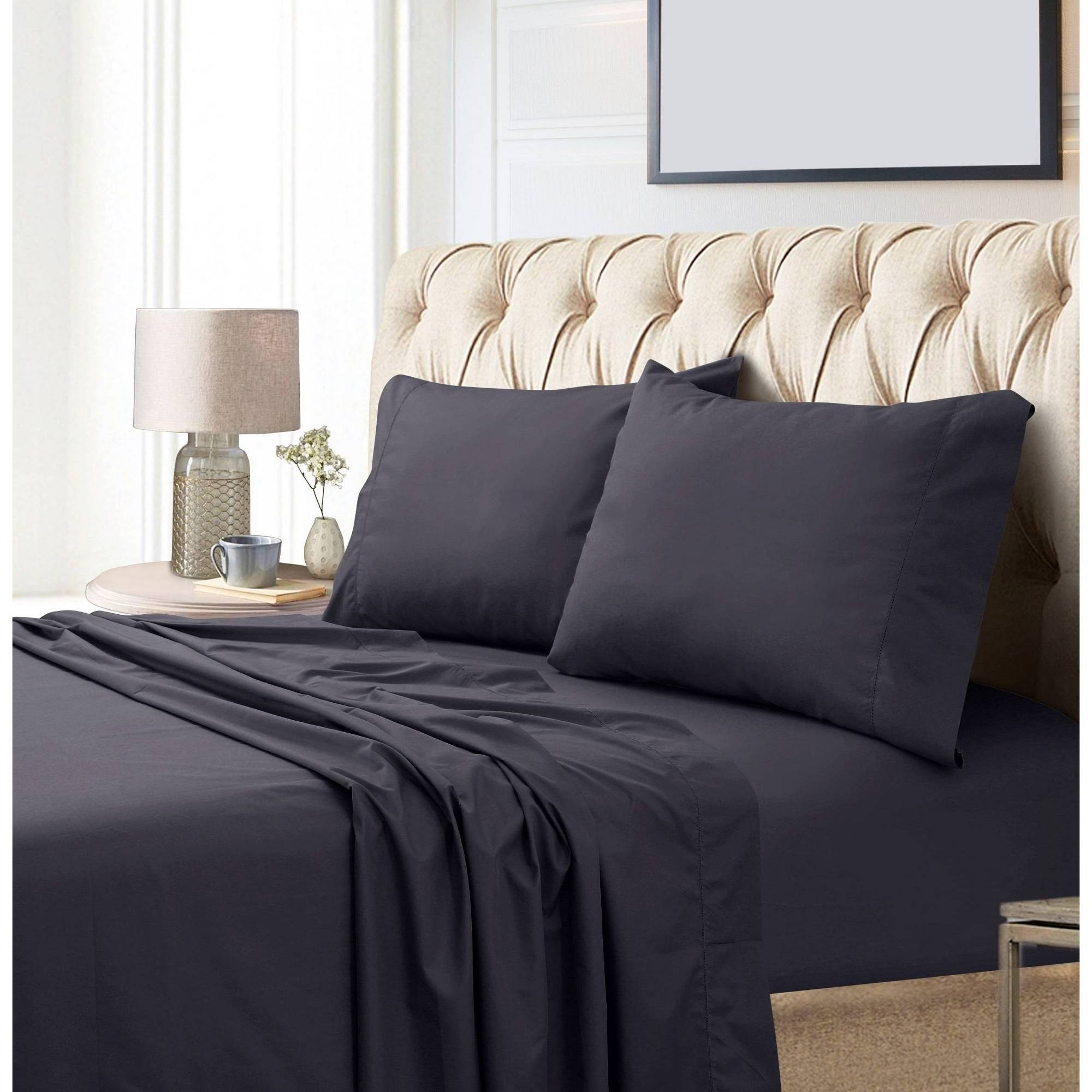 Tribeca Living Egyptian Cotton Sateen 800 Thread Count Extra Deep Pocket Sheet Set - Dark Grey - California LTG25V