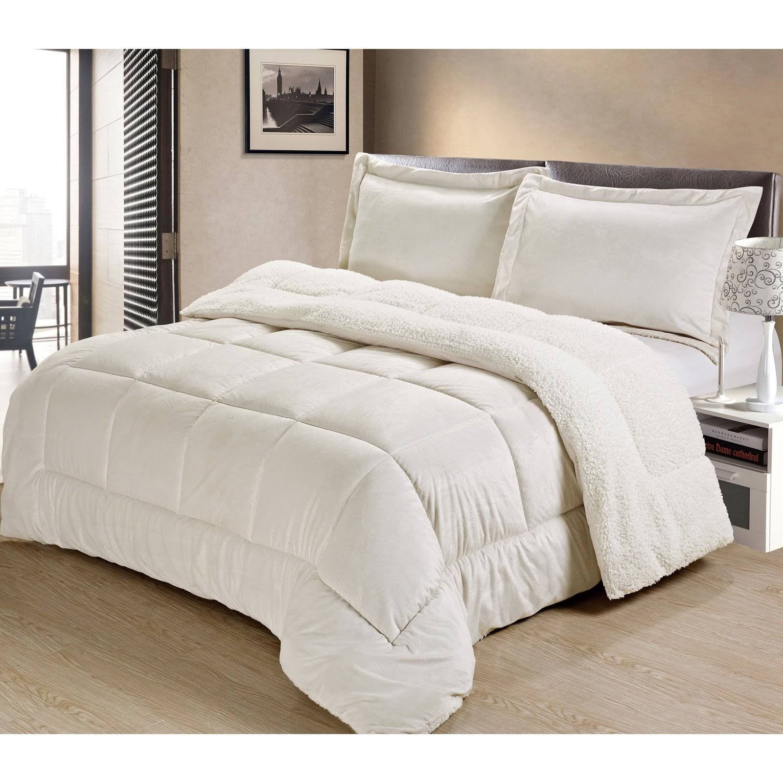 Swift Home Luxurious Sherpa Faux Fur Comforter Set Full Ivory GOZDQD