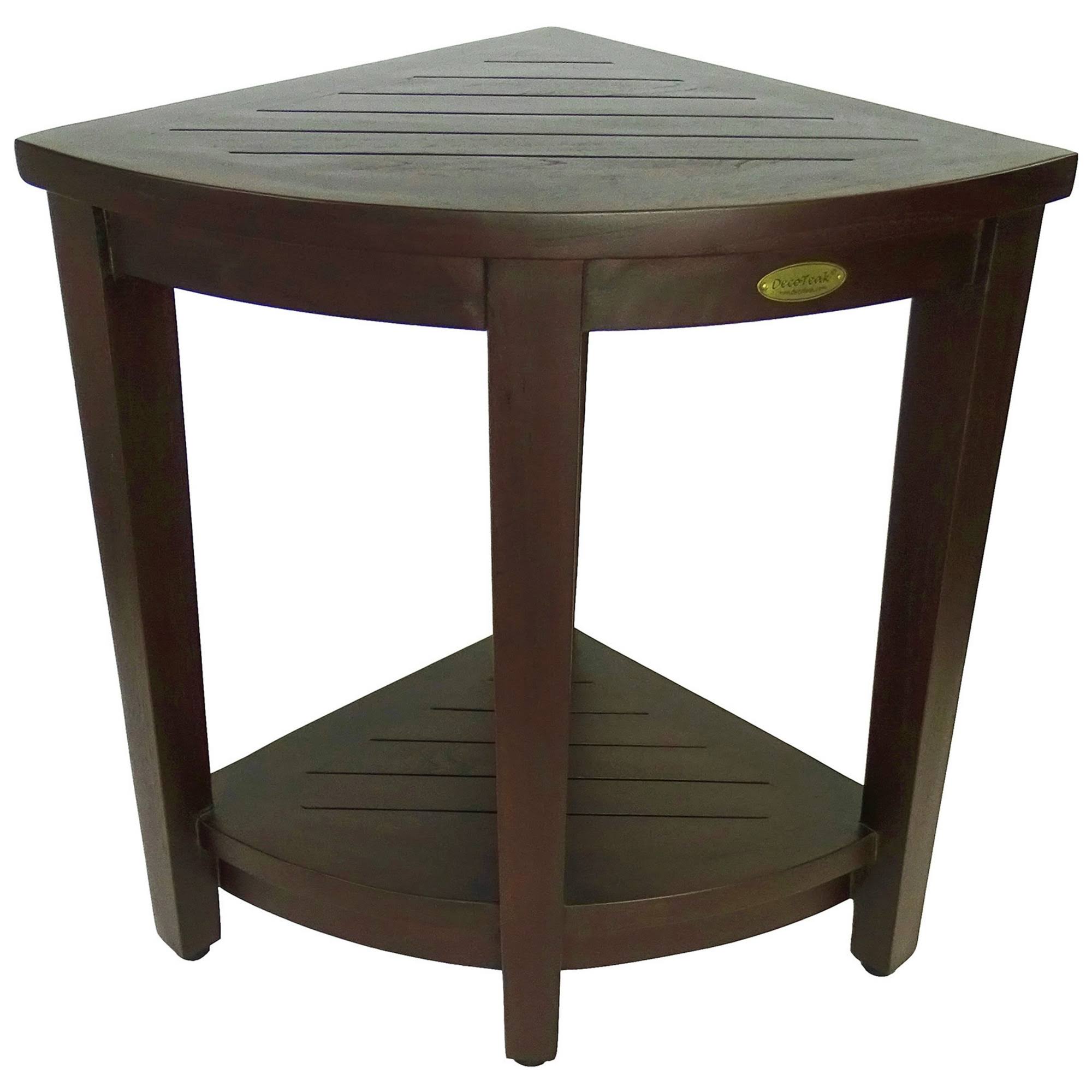 Oasis Extended Height Teak Corner Shower Bench with Shelf OOC7ZI