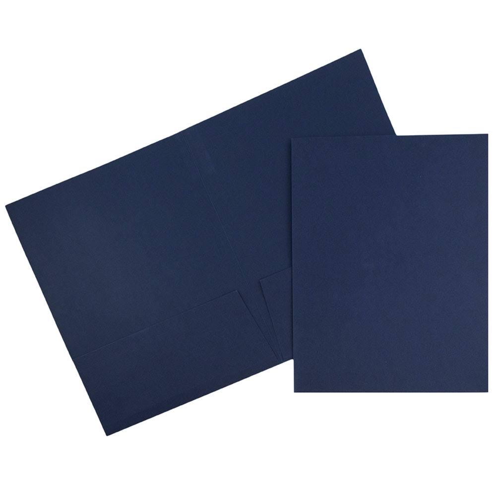 Jam Paper 2-Pocket Presentation Folders Navy Linen 100/Box 26982B 1GVIYS